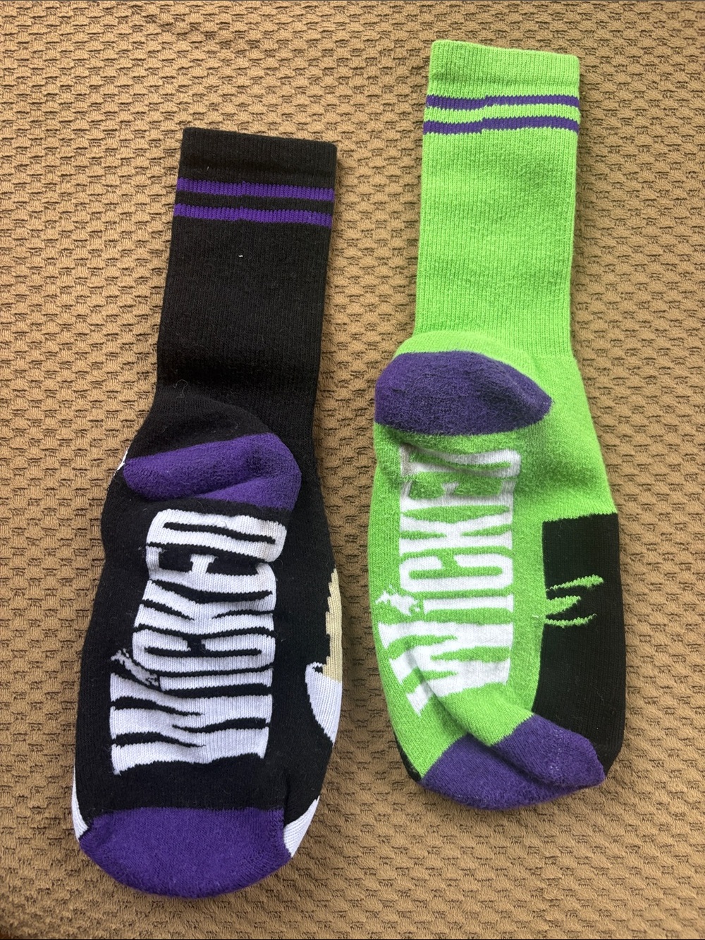 WICKRD socks in Black & Bright Green with Purple Accents